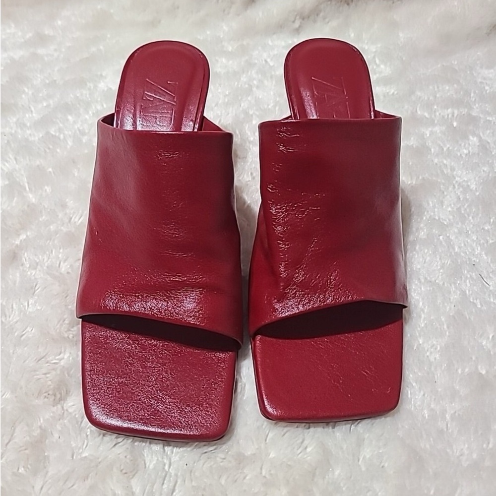 Zara Red Leather Women's Heels